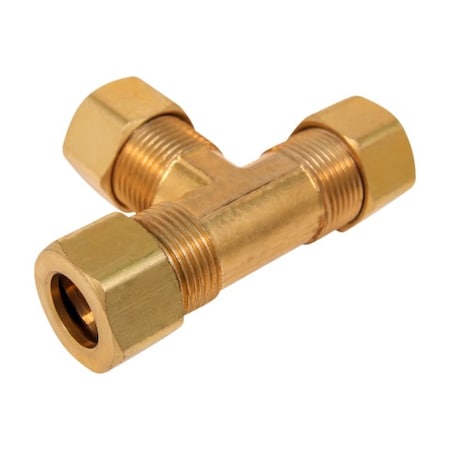 Everflow 1/4" O.D. COMP Tee Pipe Fitting; Lead Free Brass C64-14-NL